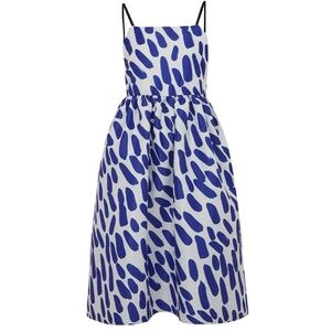 Edit White and Blue Paint Stroke Midi Dress